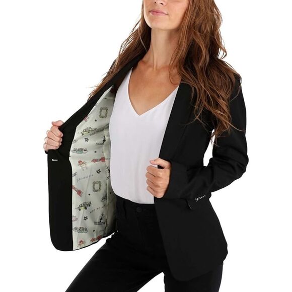 FRIENDS FUN Single Button Black Blazer NWT Size 4 - Picture 1 of 16